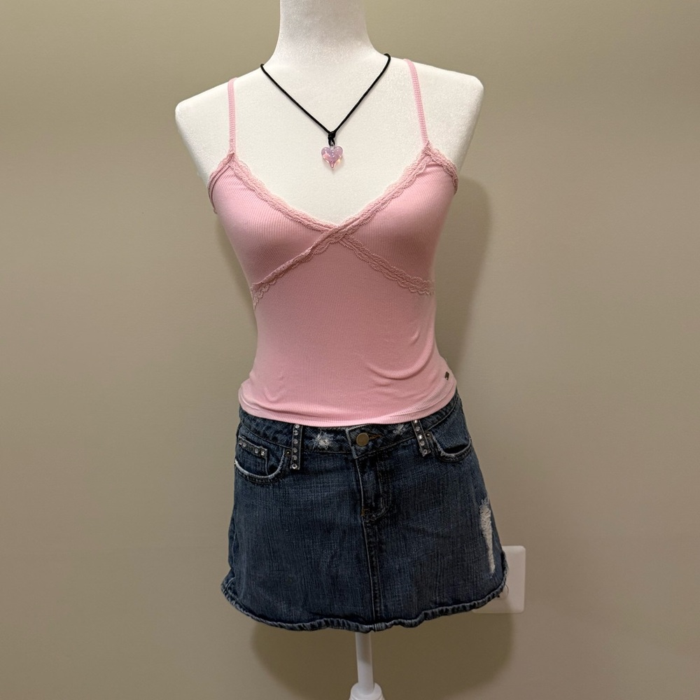 Pink lace hollister cami. size s